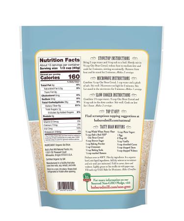 Bob's Red Mill Organic Oat Bran Hot Cereal 18 Ounce (Pack of 2) - Nutritious Breakfast Option - Buy Online on GoSupps.com