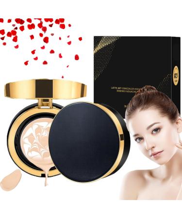 2024 New Three-Color Pull Flower Concealer Moisturizing Essence Water Cream Air Cushion BB Cream Waterproof Foundation Cushion Concealer Foundation Waterproof and Sweat-Proof (Natural White Large) Natural White 14 ml (Pack of 1)