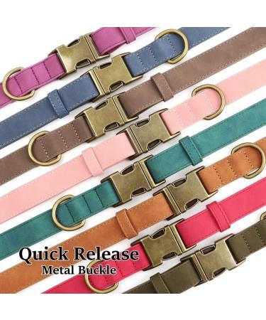 Didog Soft Leather Dog Collar - Durable & Adjustable Pink Collar for Medium & Small Dogs (Neck Size 13-21) | Quick Lock Metal Buckle - Buy Online on GoSupps.com
