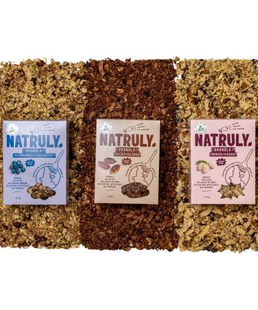 NATRULY Organic Sugar Free Granola with Dried Fruits and Seeds Gluten Free Vegan Mixed Pack Pack 3x325g - Buy Online on GoSupps.com