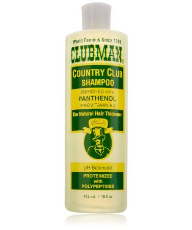 Clubman Country Club Shampoo Enriched with Panthenol The Natural Hair Thickener pH Balanced Proteinized with Polypeptides 16 fl. oz.