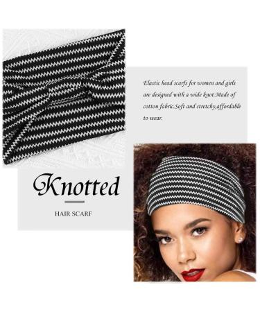 Zoestar Boho Wide Stripes Black Yoga Headscarf | Vintage Stylish Turban Hair Bands | 3-Piece Elastic Fashion Accessories for Women & Girls - Buy Online on GoSupps.com