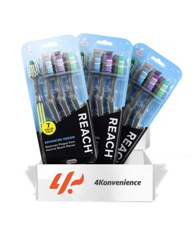 Reach Advanced Design Adult Toothbrush Firm Toothbrushes (3 Pack of 7 Count Each) | Effectiveness Precision & Cleaning | Hygiene Routine | 21 Count Total