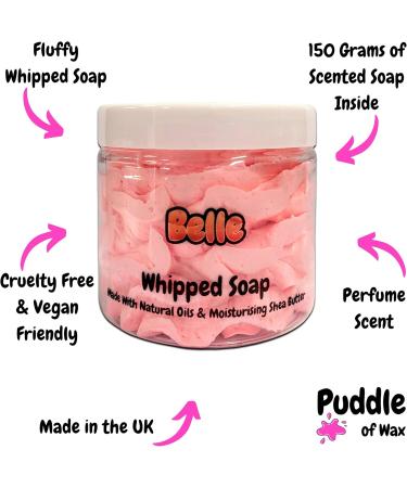 Belle Whipped Soap Body Wash - 150g - Natural Oils and Butters - Perfume Scent - Vegan Friendly - Puddle of Wax - Made in the UK - Buy Online on GoSupps.com