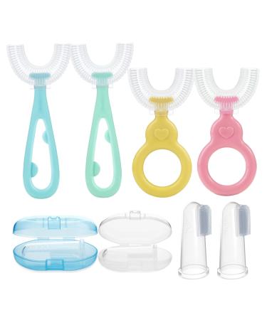 PandaEar 4 Pack U Shaped Toothbrush Kids Toddler with Soft Silicone Brush Head for Age 2-6 2 Pack Silicone Baby Finger Toothbrush with Travel Storage Case for 3 Months+ 360 Whole Mouth Toothbrush - Buy Online on GoSupps.com