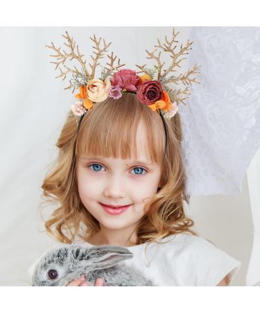 Christmas Antler Headbands with Artificial Flowers | Festive Hair Bands for Women - Buy Online on GoSupps.com