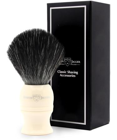 Edwin Jagger Classic Black Synthetic Shaving Brush - Eco-Friendly Vegan Exfoliating Brush for Men and Women - Buy Online on GoSupps.com