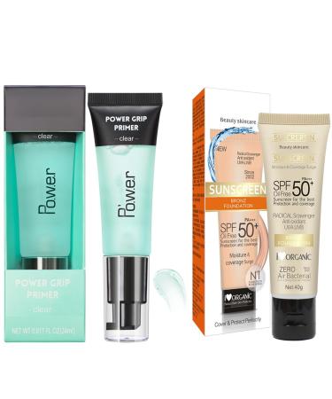 Power Face Primer With Sunscreen SPF 50 - Gel-Based Face Primer - Hydrating Makeup Primer for Face - Gripping Makeup Moisturizing Pores Minimizer - Smoothing Natural Vegan Power Grip Primer With Sunscreen SPF 50