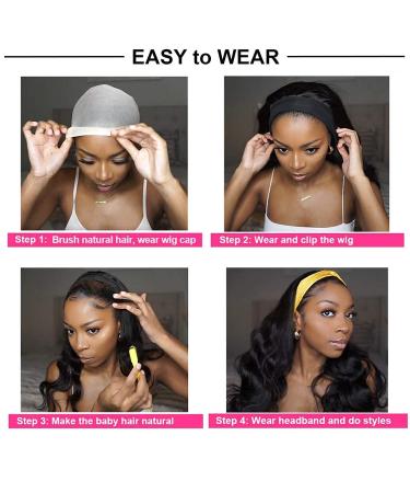 GDWIGS 22 inch Long Wavy Headband Wig for Black Women - Synthetic 180% Density Body Wave Full Ends - Heat Resistant and Glueless Headband Wig - Buy Online on GoSupps.com
