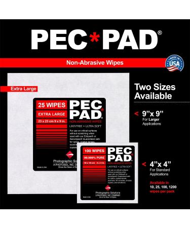 PEC-PAD Lint Free Wipes 4x4 | Non-Abrasive Ultra Soft Cloth for Camera Lens & Sensitive Surfaces | 100 Sheets Per Pack - 2 Pack - Buy Online on GoSupps.com