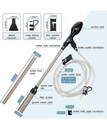 Hygger Manual Gravel Vacuum Cleaner for Aquarium - 80/256GPH, Low Water Level, Fish Tank Water Changer - S/L Sizes Available - Buy Online on GoSupps.com