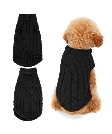 Moorle dog sweater for small medium -sized dogs winter warm dog sweater turtleneck knitting sweater dogs sweater dog clothing black for small dogs and cats pet knitted wool black black XL