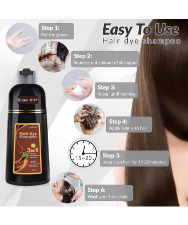 Meidu Brown Hair Dye Shampoo 3 in 1 | Semi-Permanent Gray Hair Coverage | Herbal Plant Formula for Men & Women | 16.9 Fl Oz - Buy Online on GoSupps.com
