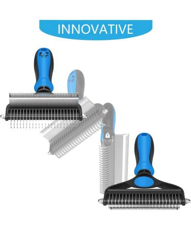 Fttouuy 2-in-1 Pet Deshedding and Dematting Tool - Azure Short Hair | Dual Sided Pet Grooming Brush for Mats & Tangles Removal - Buy Online on GoSupps.com