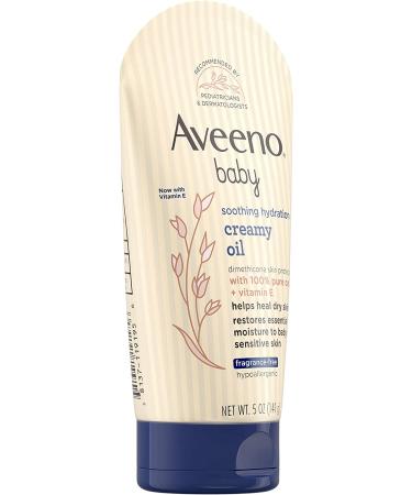 Aveeno Baby Soothing Hydration Creamy Body Oil for Dry/Sensitive Skin, 5 oz - Non Greasy, Oat Oil & Vitamin E, Paraben/Phthalate/Fragrance/Steroid Free - Buy Online on GoSupps.com