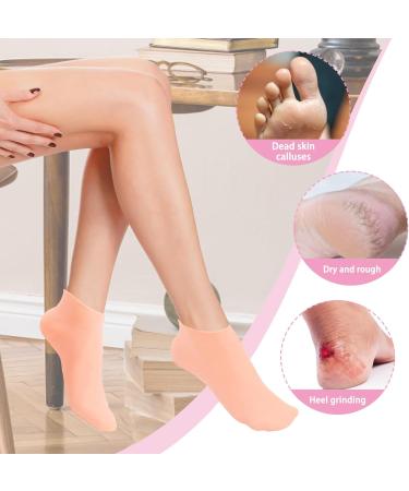 INBOLM 2pairs Silicone Moisturizing Socks Women Foot Spa Pedicure Silicone Socks Pink and Skin Color Silicone Socks for Cracked Feet Elastic Non Slip Multi Purpose - Buy Online on GoSupps.com