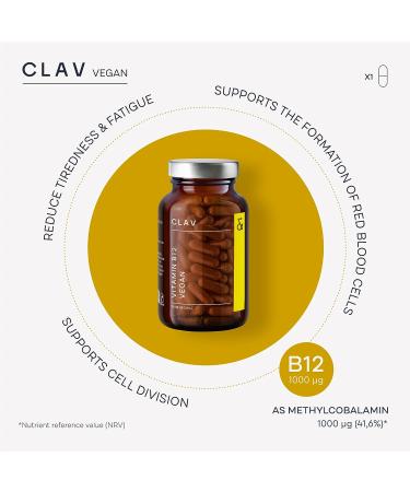 CLAV Methylcobalamin B12 1000 mcg - 120 Capsules | Supports Memory & Cognitive Health | Vegan Supplement Made in Germany - Buy Online on GoSupps.com