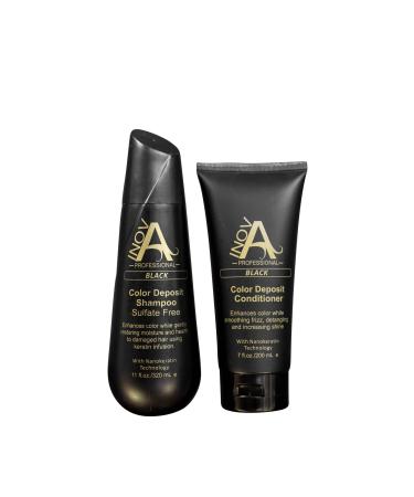 Color & Enhance - Smooth Protection Sulfate-Free Shampoo - Color Deposit Black 11 Oz And Color & Enhance Smooth Hydration Conditioner - Color Deposit Black 7 Oz (BSHCO11) Lemongrass