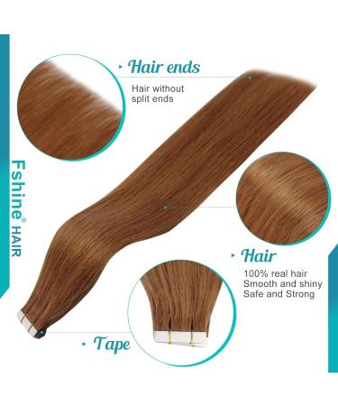 Fshine 40cm Copper Red Seamless Hair Extensions - 20 Piece Skin Shot Double-Sided Tape #330 | 50g Quality International Shipping - Buy Online on GoSupps.com