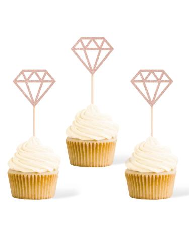 diamond cupcake topper 025 (24 pcs Diamond RoseGold) 24 pcs Diamond Rosegold