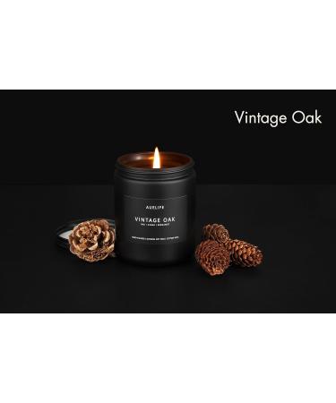 Scented Candles for Men | Vintage Oak Aromatherapy Candle - Perfect Candle Gifts for Him in Stylish Black Jar - 7oz - Buy Online on GoSupps.com