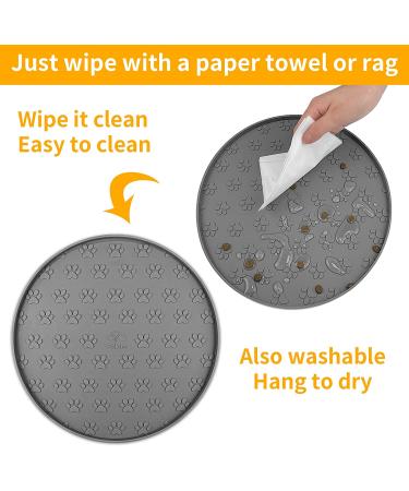 Ptlom Silicone Pet Placemat - Prevent Food/Water Overflow - Suitable for Small, Medium & Big Dogs/Cats - Many Paws Design - Grey - Buy Online on GoSupps.com