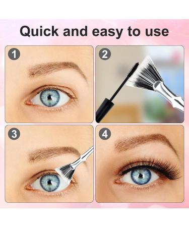 3pcs Mascara Fan Brush Set - Folding Eyelash & Eyebrow Brush Scalloped Lash Wand & Comb Separator for Flawless Makeup - Buy Online on GoSupps.com