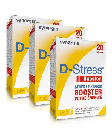 D-STRESS BOOSTER Pack of 3 + 1 Free Vitamin C | 3rd Generation Magnesium + Taurine + Arginine + B Vitamins | Manages Stress Rises in 30 Minutes | Laboratory Synergia
