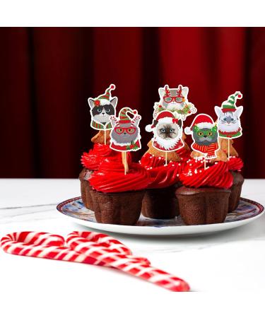Cat Themed Christmas Cupcake Toppers Santa Cat Cupcake Toppers Kitten Christmas Birthday Cake Picks Christmas Baby Shower Decor Merry Christmas Party Supplies Cat Christmas Decorations 24 Pcs - Buy Online on GoSupps.com