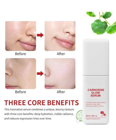 Carnosine Glow Serum 1.35 Fl Oz Hydrating Facial Serum with Centella Asiatica & Peptides Supports Skin Barrier Smooths Fine Lines Improves Texture Fragrance-Free Alcohol-Free - Buy Online on GoSupps.com