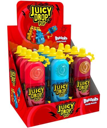 Juicy Drop Pop Lollipops - 12 Pack of 3 Flavours - 6 Blue Raspberry - 4 Strawberry - 2 Cola & Juicy Drop Gummies - 12 Packs of 2 Flavours - Strawberry - Raspberry | Sour Sweets | Sweets in Bulk + Gummies - 12 Packs of 2 Flavours - Buy Online on GoSupps.com