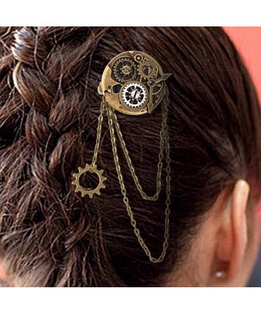 Vintage Hair Clips | Gear Punk Resin Brooch | Lightweight Decorative Hair Barrette Portable Hair Pin for Proms Parties Cosplay Homecoming Dances - Buy Online on GoSupps.com