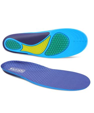 Gel Insoles - Cushioned Work Insoles (1Pair) Relieve Foot Pain  Arch Support Inserts Reduce Muscle Fatigue for All Day Standing  Mens 8-14 Dark Blue Mens 8-14 (1pair)
