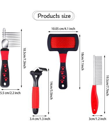 4-Piece Pet Grooming Set: Dematting Comb, Slicker Brush, Steel Comb - Dog & Cat Grooming Tools - Buy Online on GoSupps.com