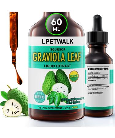 2 Fl Oz Organic Soursop Extract Drops - Graviola Leaf Extract Liquid (Soursop) - Soursop Guanabana Leaves Liquid Aour Sop Drops - 98% Absorption - 2 Fl Oz(60ML
