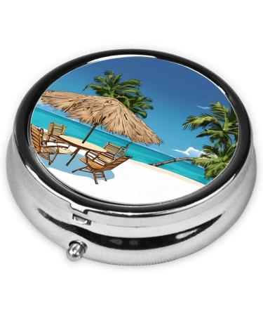 Jamaica Beach Mini Round Pill Box | 3 Compartment Travel Organizer | Portable Pill Case for Pocket & Office Use - Buy Online on GoSupps.com