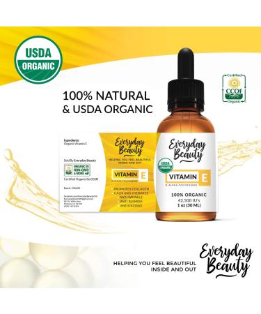 Organic Vitamin E Oil 42,500 IU - USDA Certified - 100% Pure & Natural - Anti Aging & Skin Benefits - 1 Fl Oz - Buy Online on GoSupps.com