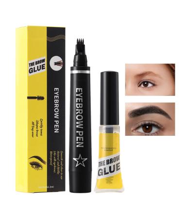 Teksome Women's Eyebrow Pencils Microblading Eyebrow Pen Waterproof Brush Tip Eyebrow Pen - Liquid Eyebrow Makeup Pen 4-Prong Fork with Gel for