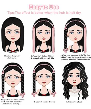 Heatless Curlers Headband - DIY Soft Wave Curls Tools with Flower Pattern Elastic Band - No Heat Rollers for Long/Medium Hair (Pink) - Buy Online on GoSupps.com