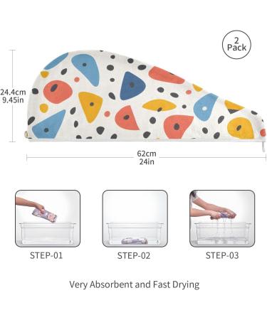 Colorful Geometric Hair Towel 2 Pack - Super Absorbent Quick Dry Turbans for Women & Girls - Buy Online on GoSupps.com
