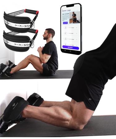 Vikingstrength VOL 2 Nordic Hamstring Curl with Extra Long Straps - Super Stability, Nordic Curl Home Equipment, glute, Hamstring, Speed + Exercise Handles, Ankle Straps + V-Strength Workout App