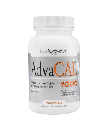 Lane Innovative - AdvaCAL 1000 Advanced Calcium Supplement Easy to Swallow Extra Small Capsule Supports Increased Bone Density (150 Capsules)