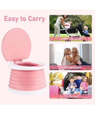 Foldable Portable Potty Seat for Kids - Small Pink Travel Potty Training Toilet for Toddlers - Indoor & Outdoor Foldable Toilet Seat for Car - Children's Portable Toilet - Buy Online on GoSupps.com