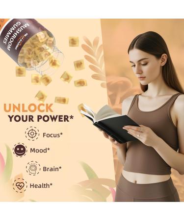 Mushroom Gummies: 10 Functional Mushrooms in One - Lion's Mane, Reishi, chagaCordyceps & More - Natural Focus & Energy Support- Vegan, Non-GMO-60 Gummies - Buy Online on GoSupps.com