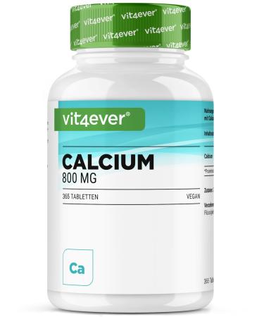Calcium - 365 Tablets - 800mg Calcium from Calcium Carbonate per Daily Serving - For 6 Months - Vegan Lab Tested Highly Dosed & No Additives