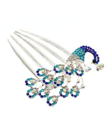 HAPINARY Diamond Phoenix Hair Comb Blue Hair Comb Hair Accessories Hair Pin Combs Holiday Wedding Hair Comb Bridal Headpieces for Wedding Bridesmaid Hair Comb Hair Comb Accessories Alloy
