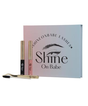 ShineOnBabe DIY Lash Extension Kit - Sweatproof 3D Effect Glue Bonded Lash Kit - Complete at Home Eyelash Extension Kit with 20 Individual Lash Clusters  Glue  Tweezers  Brush and More - Volume Volume Kit
