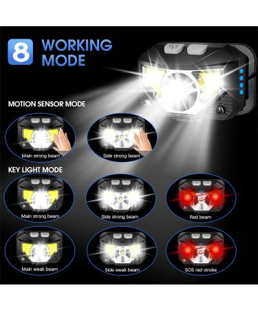 LHKNL 1200 Lumen Rechargeable Headlamp 2-Pack | Ultra-Light Waterproof LED Headlight with Red Light | 8 Modes for Outdoor Activities - Buy Online on GoSupps.com