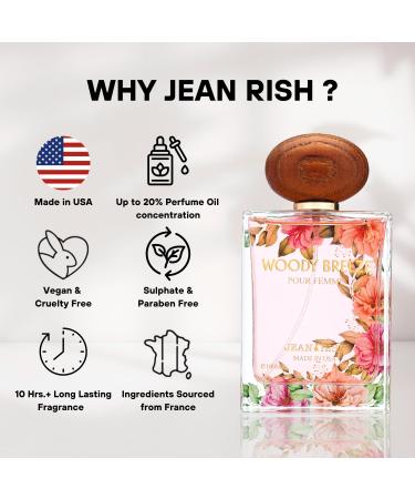 Jean Rish Woody Breeze Eau De Parfum - Perfume for Women (3.4 Fl Oz / 100ml) with Black Currant Iris & Praline Notes - Long Lasting and Luxury Fragrance - Buy Online on GoSupps.com