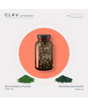 CLAV Organic Spirulina Chlorella 3000 mg - 360 Tablets - Buy Online on GoSupps.com